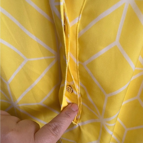 💥Hanna & Gracie Women Sleeveless Patterned Yellow & WhiteTop M - Picture 6 of 10